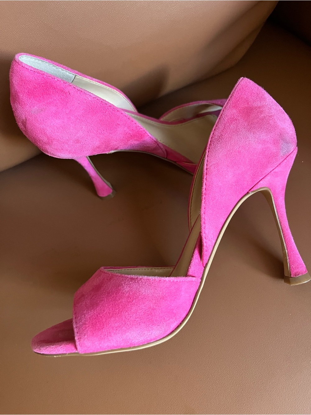 Vince Camuto Heels Open-Toe Hot Pink Suede size 6.5 - Picture 10 of 11